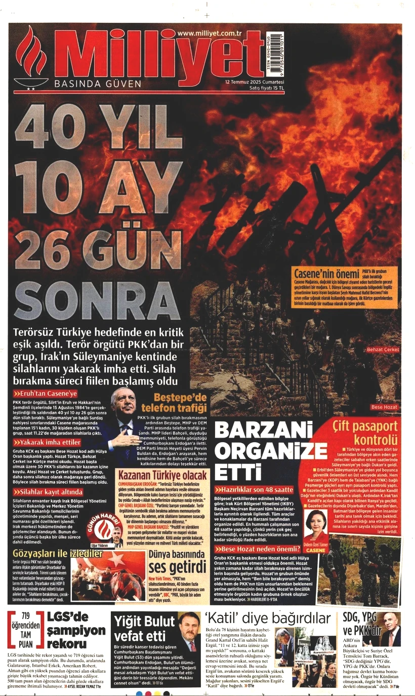 Tarihi Günü Gazeteler Nasıl Gördü? Terör Örgütü PKK'nın Silah Bırakması Manşetlerde - Resim: 10