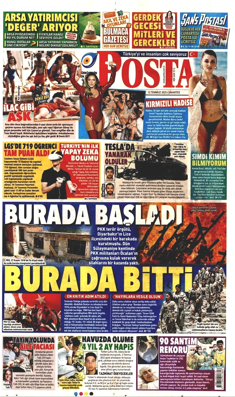 Tarihi Günü Gazeteler Nasıl Gördü? Terör Örgütü PKK'nın Silah Bırakması Manşetlerde - Resim: 12