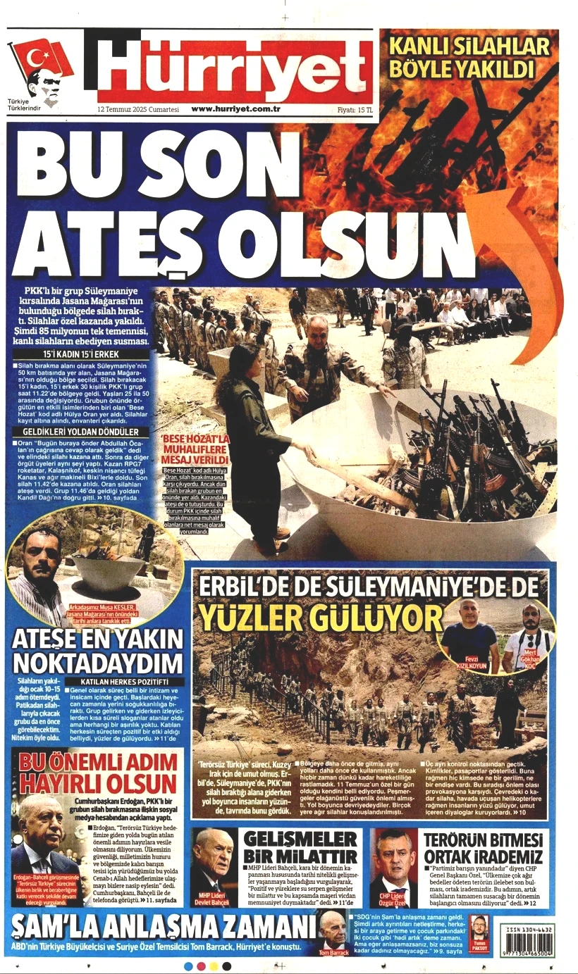 Tarihi Günü Gazeteler Nasıl Gördü? Terör Örgütü PKK'nın Silah Bırakması Manşetlerde - Resim: 6