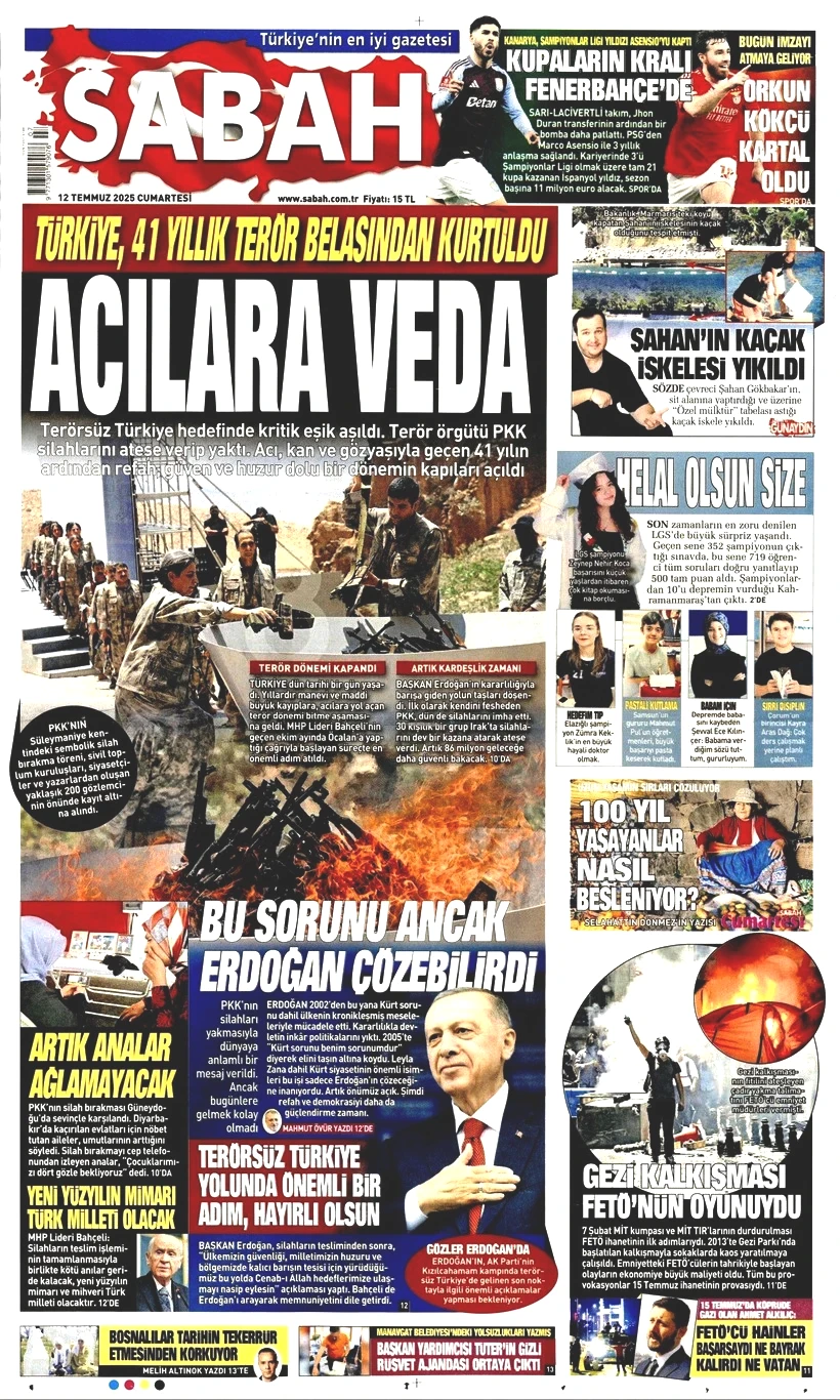 Tarihi Günü Gazeteler Nasıl Gördü? Terör Örgütü PKK'nın Silah Bırakması Manşetlerde - Resim: 13
