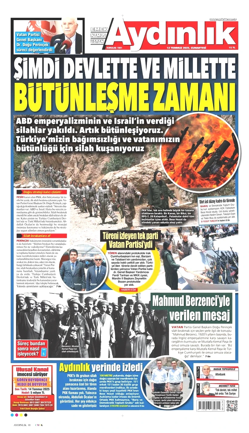 Tarihi Günü Gazeteler Nasıl Gördü? Terör Örgütü PKK'nın Silah Bırakması Manşetlerde - Resim: 2