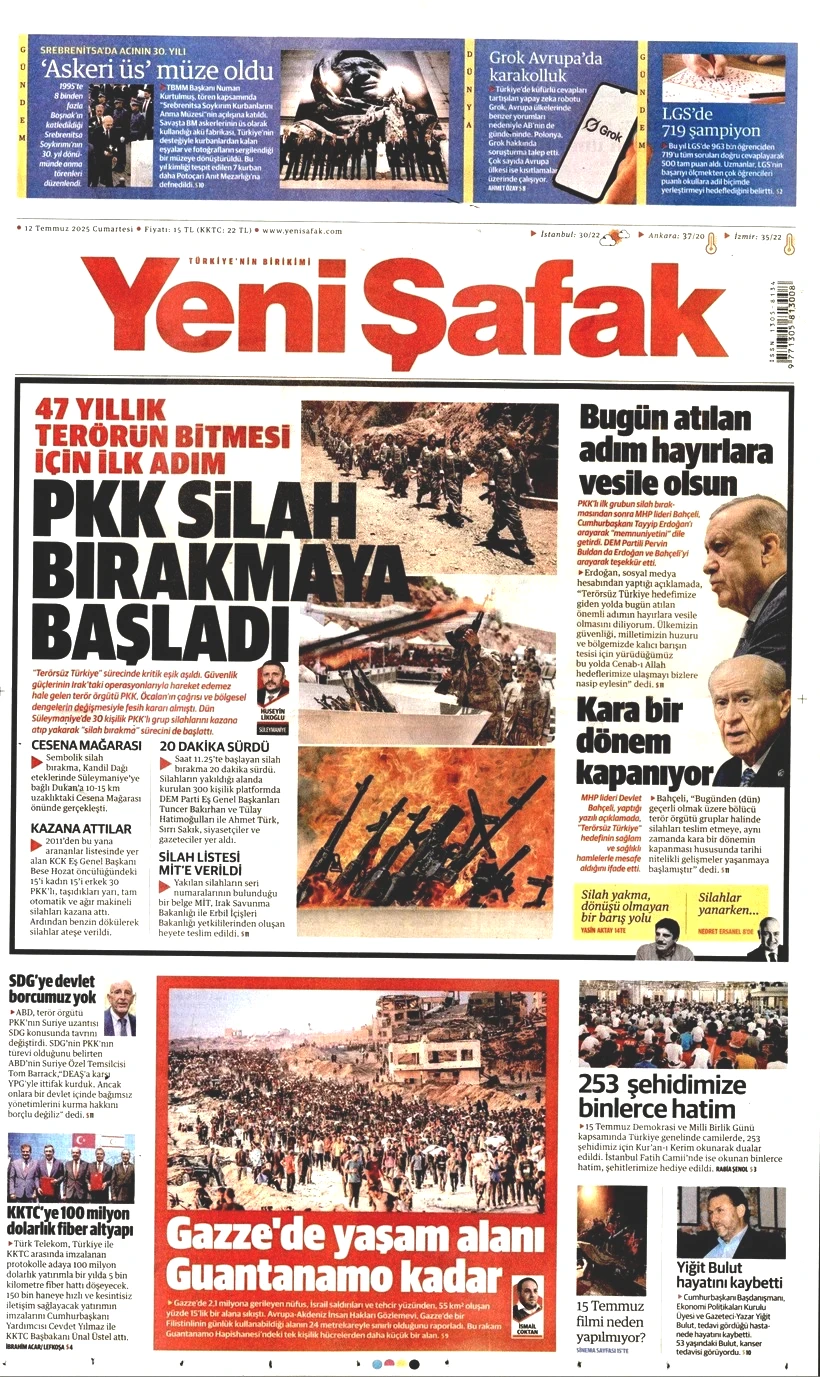 Tarihi Günü Gazeteler Nasıl Gördü? Terör Örgütü PKK'nın Silah Bırakması Manşetlerde - Resim: 18