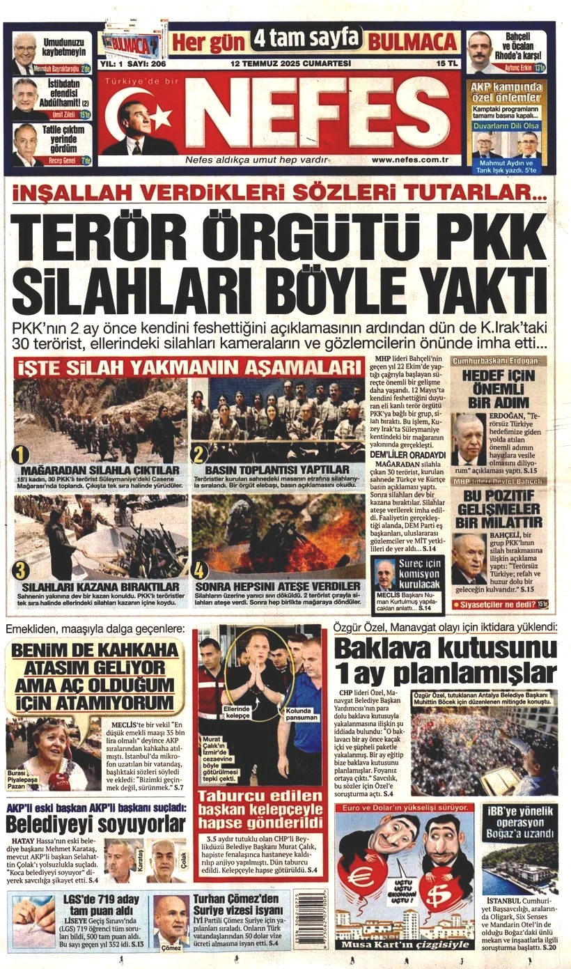 Tarihi Günü Gazeteler Nasıl Gördü? Terör Örgütü PKK'nın Silah Bırakması Manşetlerde - Resim: 11