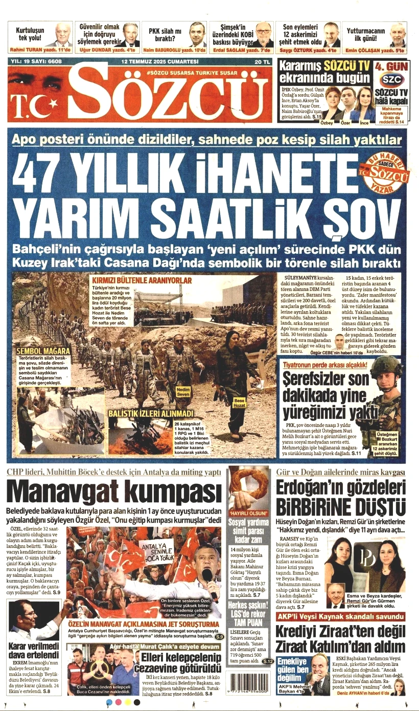 Tarihi Günü Gazeteler Nasıl Gördü? Terör Örgütü PKK'nın Silah Bırakması Manşetlerde - Resim: 14